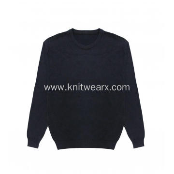 Men's Knitted Cotton Garment-dye Stonewash Crewneck Pullover